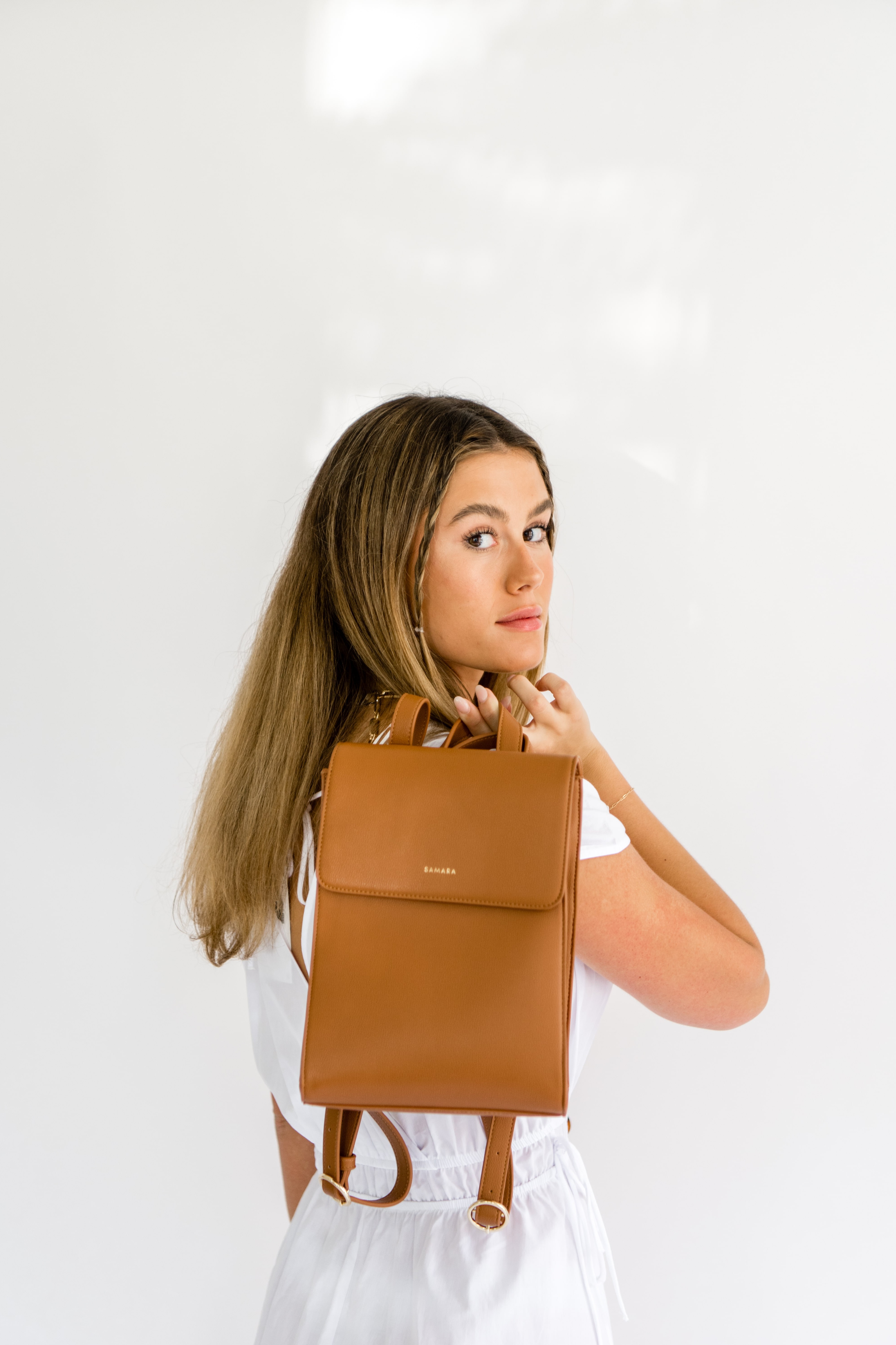 Samara Medium Shoulder Bag Peony Vegan Leather Pink - $46 (63% Off